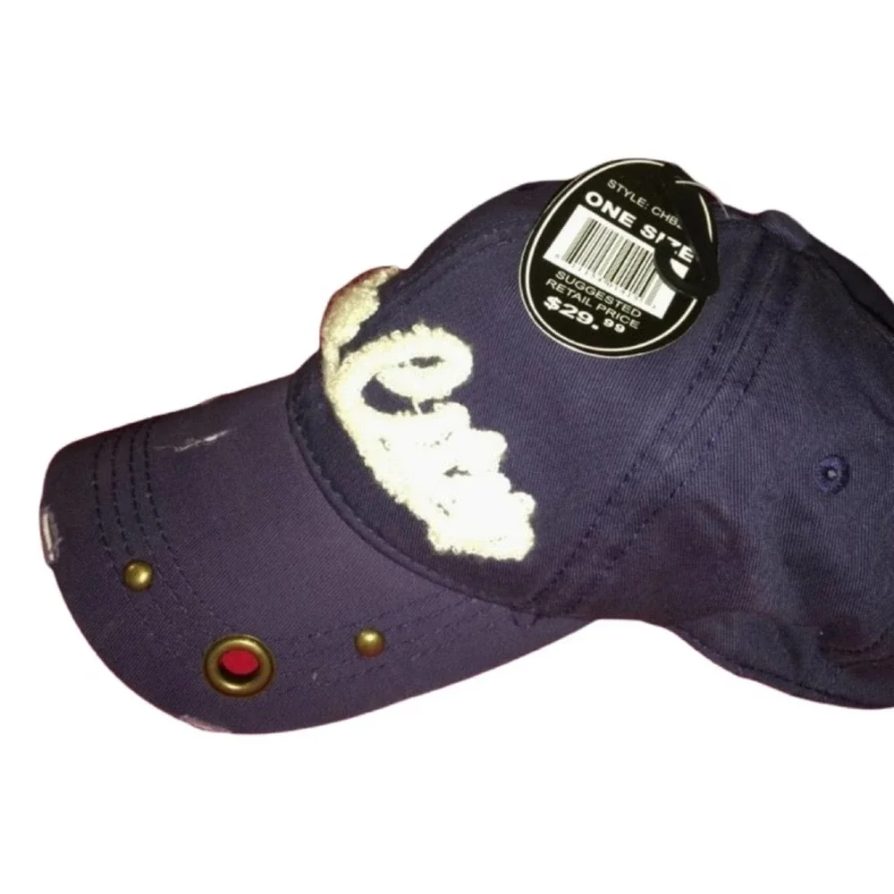 NEW~ Navy Blue Distressed  Ocean City Ball Cap Hat Unisex